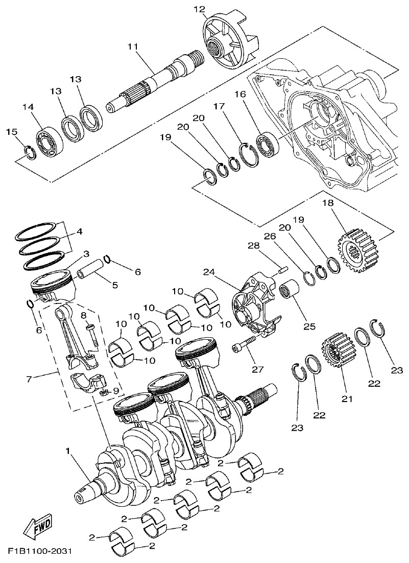Yamaha FX10 CRANKSHAFT & PISTON parts diagram